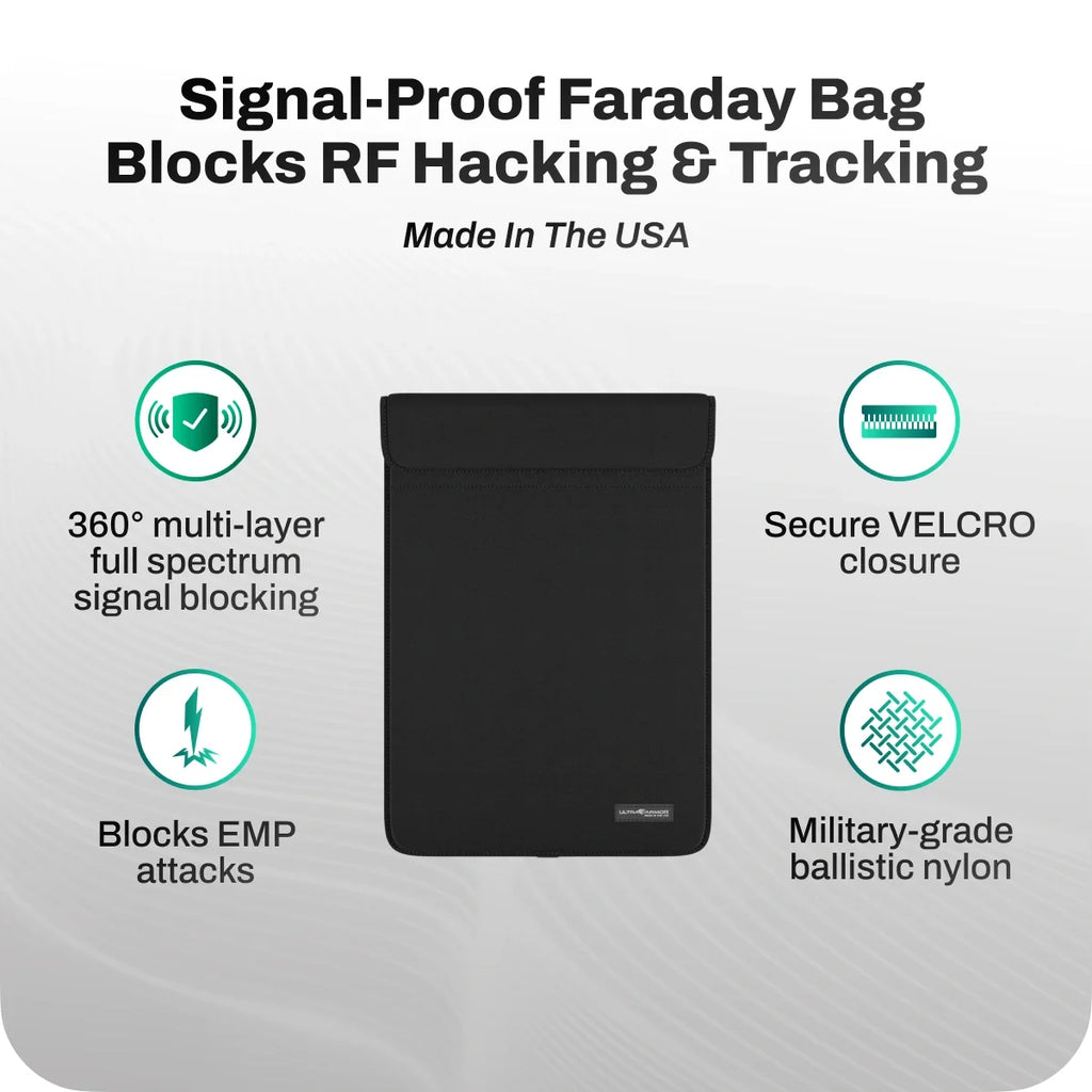 Ultra Armor Faraday Bag for Laptop & Tablet — Cybersecurity, Privacy & EMP Attack Shield